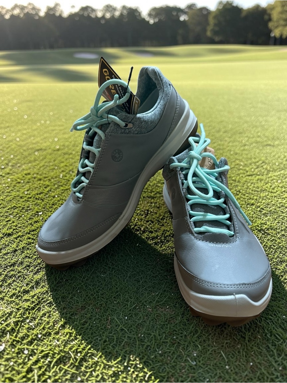 NWT ECCO Womens BIOM Hybrid 3 GTX Waterproof Spikeless Golf Shoes Gray Mint